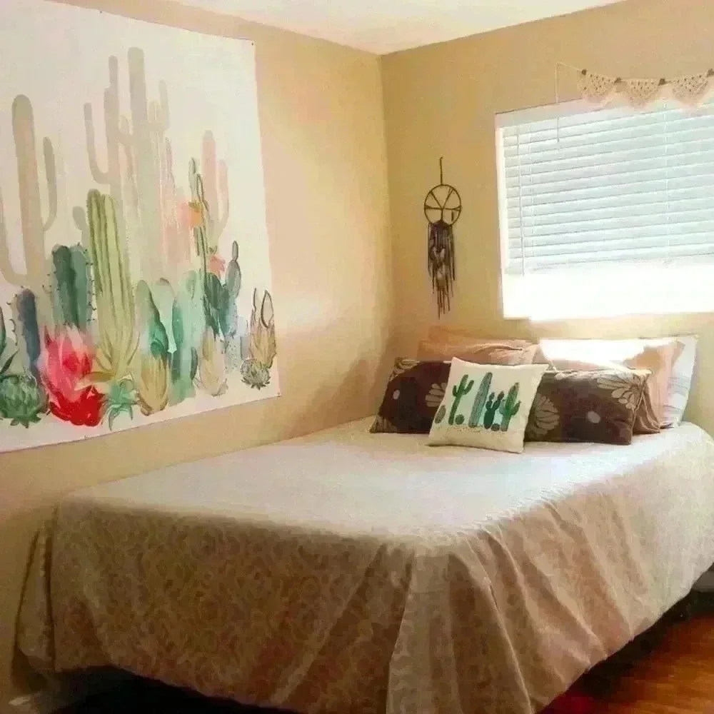 Botanical Colorful Cactus Garden Painted Plant Room/Dorm Wall Art Tapestry/Decor